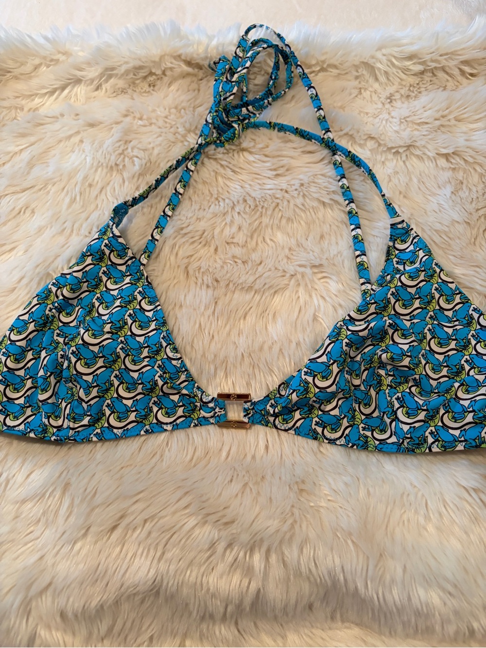 Tory Burch Frog print bikini top xl swimsuit